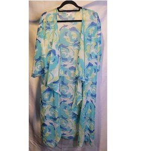 Aqua and Blue Women's Kimono